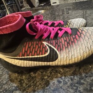 Nike Black and Pink Soccer Cleats